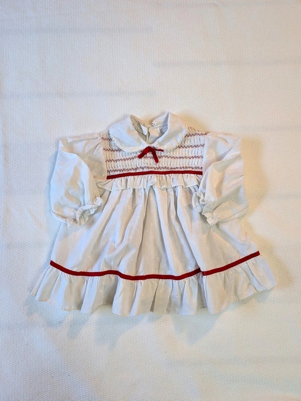Precious Moments Baby Dress in White & Red Size 6M Like New
